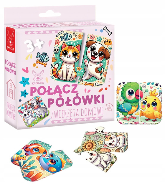 Puzzle Kangur Połącz Połówki Zwierzęta Domowe 12 el. Układanka Edukacyjna 3+