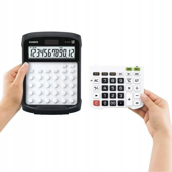 Widok boczny kalkulatora Casio wodoszczelnego