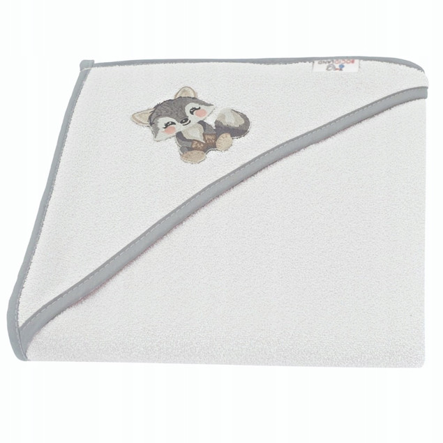 Okrycie Kąpielowe Z Kapturkiem Ręcznik 100x100 Bawełna SZARE WILK Bocioland