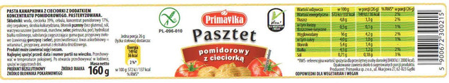 Pasztet pomidorowy z cieciorką 160 g Primavika