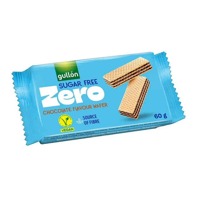 GULLON Wafle z nadzieniem o smaku czekolady 60g bez cukru - opakowanie