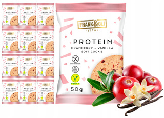 FRANK&OLI Ciastko Proteinowe ŻURAWINA WANILIA Wegan 50g x12