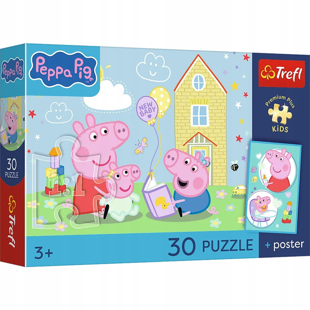 Trefl Puzzle 30 el. Świnka Peppa: Peppa ma plan + Plakat