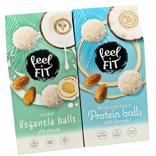 Kulki kokosowe Feel Fit proteinowe z migdałem - zbliżenie