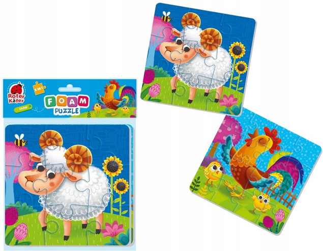 Piankowe Puzzle Roter Kafer 2w1 25 el. Miękkie Układanki Zwierzątka