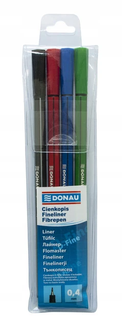 Cienkopisy Donau D-Fine 0.4mm 4 szt. - Zestaw do kreślenia i notatek
