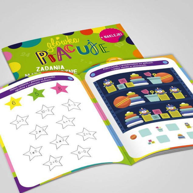 Główka pracuje. Zadania matematyczne z naklejkami