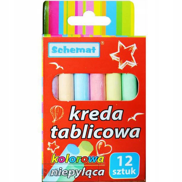 Kreda tablicowa Schemat 12 szt. wielokolorowa
