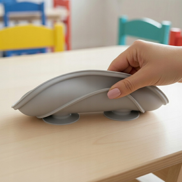 Talerzyk silikonowy z PRZYSSAWKAMI PODZIAŁKĄ dla dzieci niemowląt miseczka