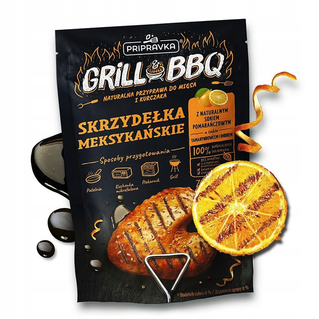 Przyprawa SKRZYDEŁKA MEKSYKAŃSKIE i Naturalny Sok Pomarańczowy Pripravka