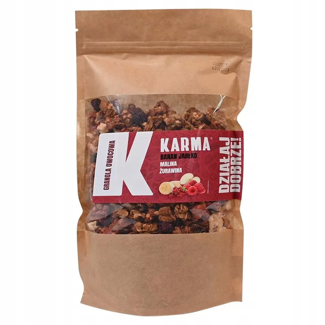 Granola Owocowa Karma Banan Jabłko Malina Żurawina 250g