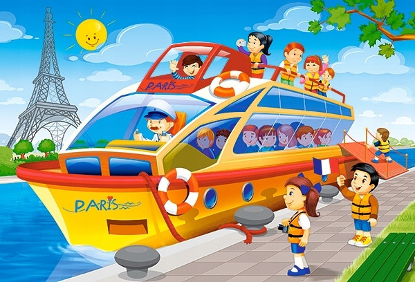 Puzzle 4w1 Układanka Podróż POJAZDY Helikopter Statek Kolejka Autobus 3+
