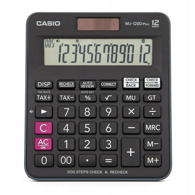 Kalkulator biurowy Casio MJ-120D Plus 12-cyfrowy czarny