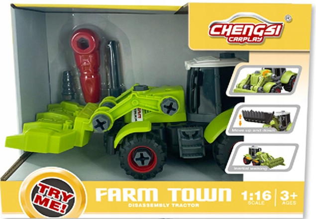 Traktor ASKATO 122076 Farm Town 1:16 Konstrukcyjny ze Śrubokrętem