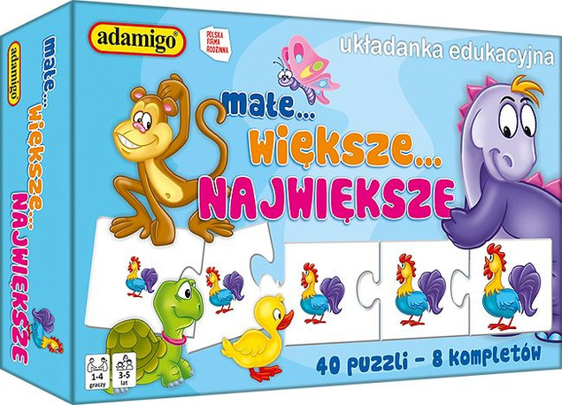 Układanka Adamigo Małe Większe Największe – Edukacyjna Sortowanie Rozmiarów