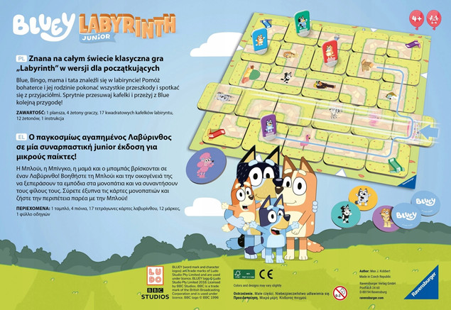 Gra planszowa Ravensburger Labyrinth Junior Bluey