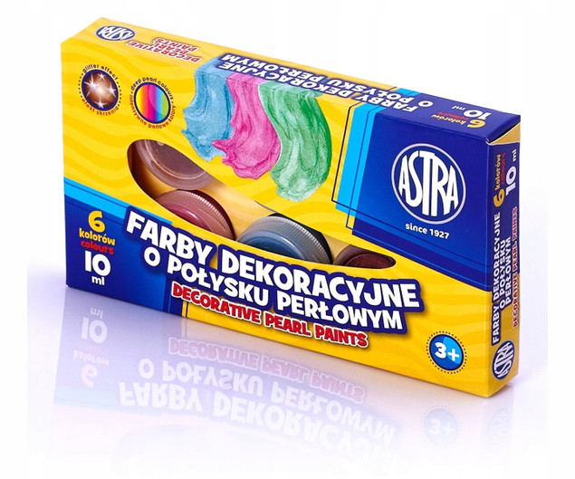 Farby Dekoracyjne O Połysku Metalicznym 6 Kolorów 10ml 3+ Astra