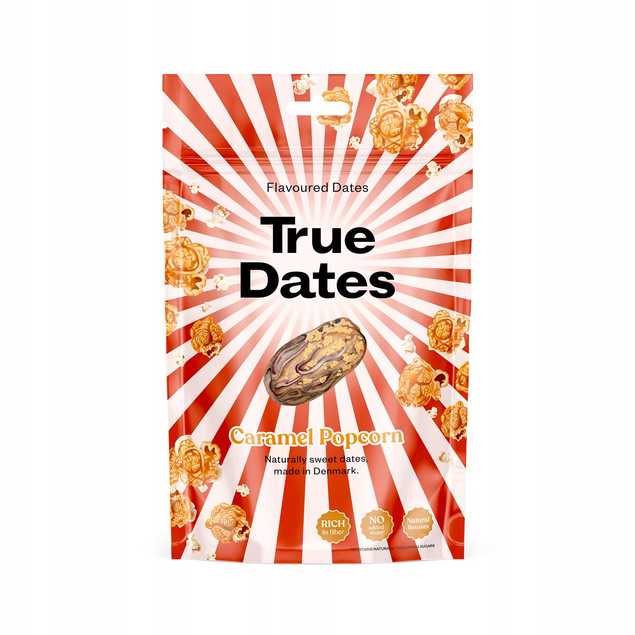 True Dates Daktyle Całe Owoce Smak Karmelowy Popcorn 100g