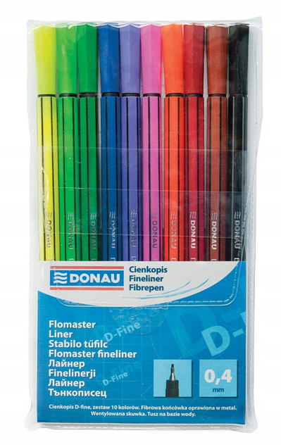 Cienkopis kreślarski Donau D-Fine 0,4 mm zestaw 10 sztuk mix kolorów