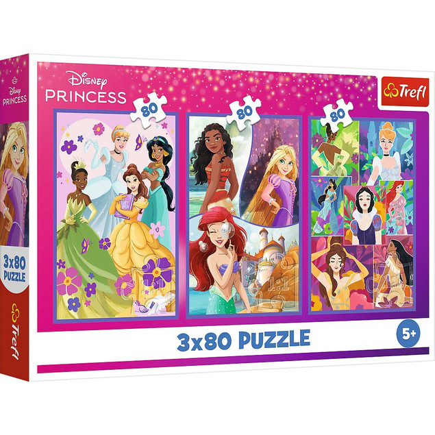 Puzzle Księżniczki Disney Trefl + 3 układanki po 80 el.
