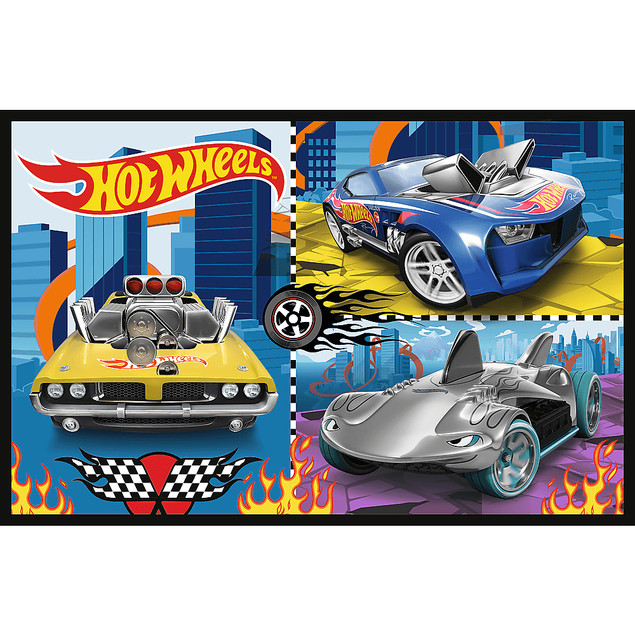 Puzzle 2x70 elementów Hot Wheels Samochodziki Trefl