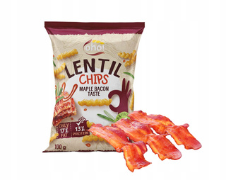 CHIPSY Chrupki z Czerwonej Soczewicy o Smaku BEKONU 100g PROTEINOWE Oho!