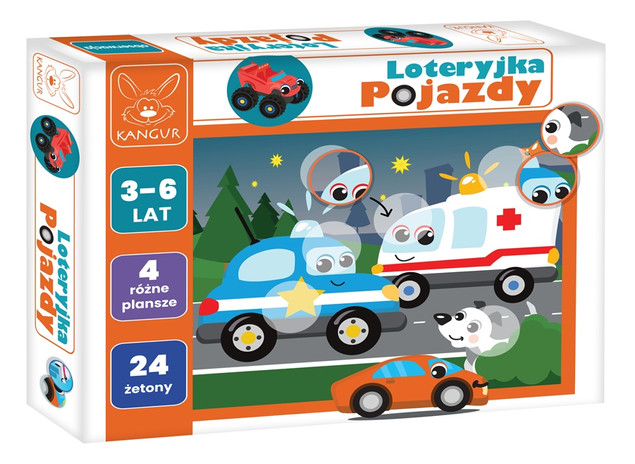 Gra Planszowa Loteryjka Pojazdy Kangur Edukacyjna dla Dzieci 3+