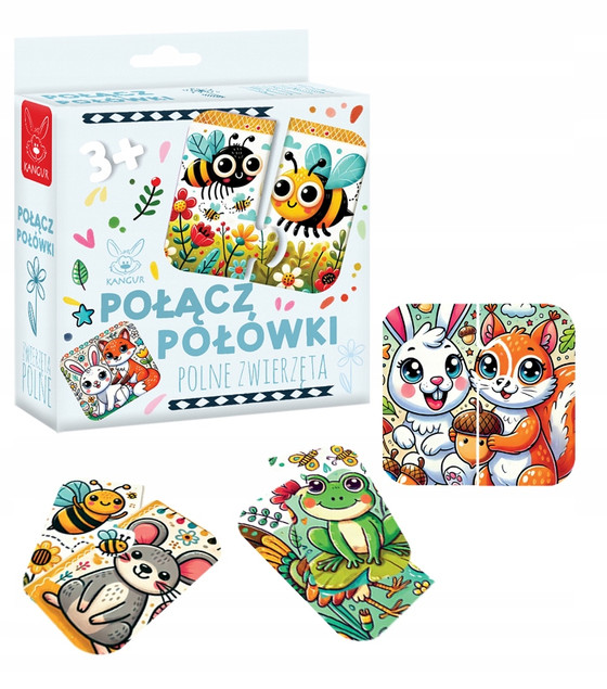 Puzzle Kangur Połącz Połówki Polne Zwierzęta 12 el. 3+
