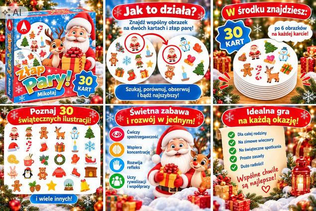 Złap Pary Mikołaj – Świąteczna Gra Karciana Znajdź Parę