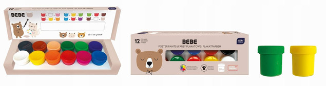 Farby Plakatowe BB Kids Interdruk 12 Kolorów 12x20 ml Do Szkoły i Zabawy