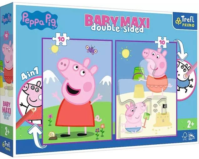 Puzzle dwustronne 2x10 BABY MAXI 4w1 Pogodny dzień Peppy 43001 Trefl