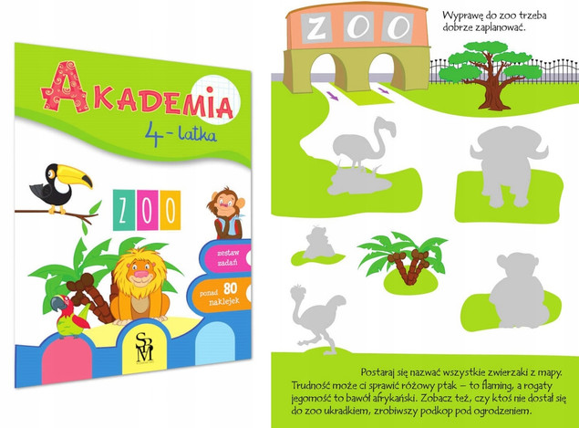 Akademia 4-Latka ZADANIA ĆWICZENIA Bezpieczeństwo Pojazdy Przyroda 4+ SBM