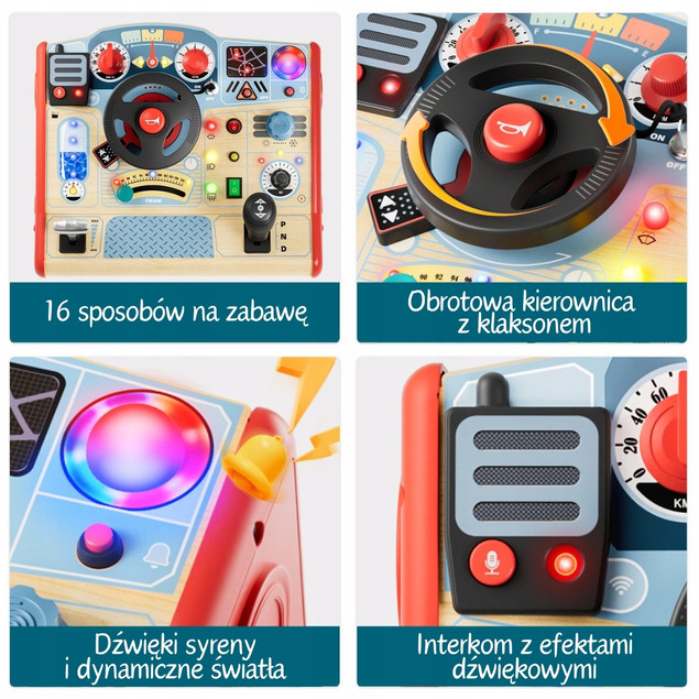 TOP BRIGHT Interaktywna Tablica Manipulacyjna Straż Pożarna Panel Edukacyjny Montessori dla Dzieci 36m+