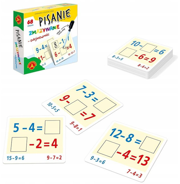 Gra edukacyjna matematyka Pisanie Zmazywanie – Odejmowanie 6+ Alexander
