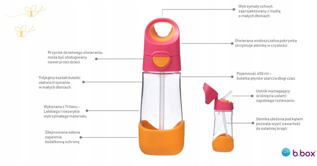 b.box Butelka tritanowa ze słomką Ocean Breeze 450 ml