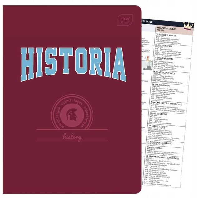 Zeszyt tematyczny HISTORIA A5 w kratkę 60 kartek INTERDRUK ze ściągą