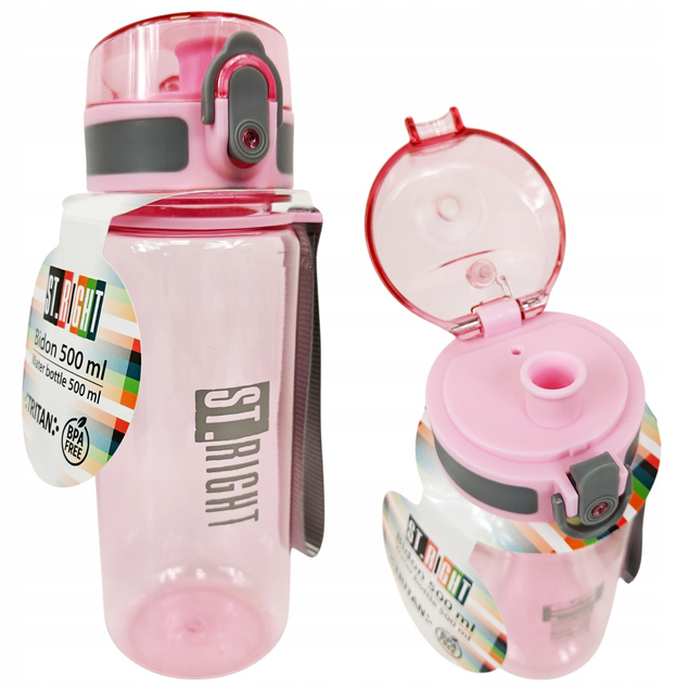 ST.RIGHT BIDON SZKOLNY BUTELKA NA NAPOJE 500 ml Pink&Grey