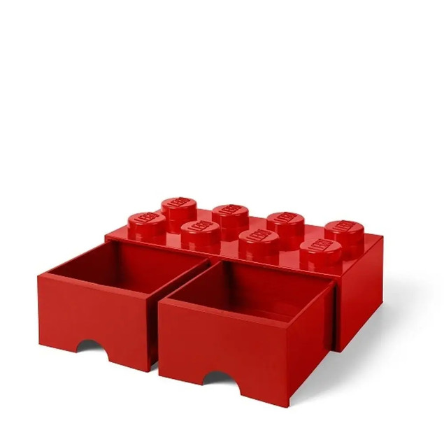 Pojemnik LEGO Czerwony Klocek 8 z 2 Szufladami 50x25x18 cm Organizer na Klocki