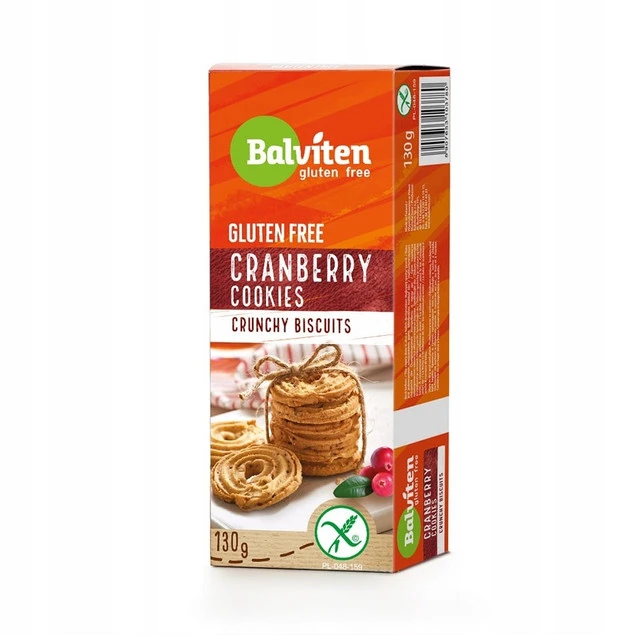 BALVITEN ŻURAWINKI HERBATNIKI KRUCHE BEZGLUTENOWE