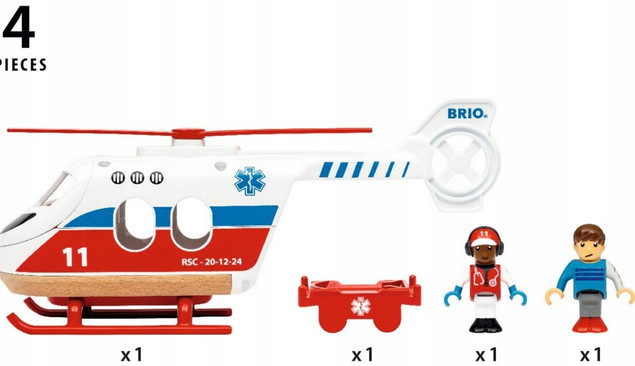 Helikopter ratunkowy Brio wielokolorowy z figurkami i noszami