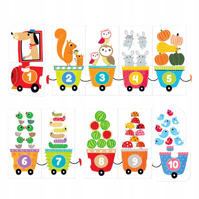 Cyferki Kreatywne Puzzle Do Liczenia 20 Elementów Pociąg 3+ CzuCzu