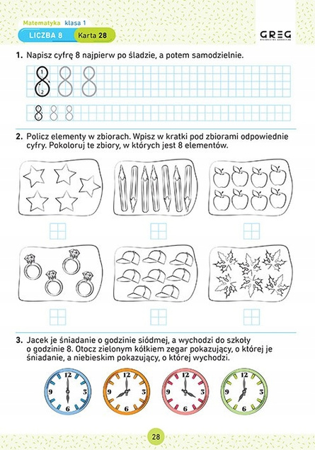 Pakiet Pierwszaki Karty Pracy w Szkole i w Domu Matematyka Klasa 1 Greg