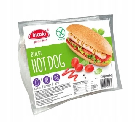 Bułki HOT-DOG bezglutenowe, bez laktozy 2*65g Incola
