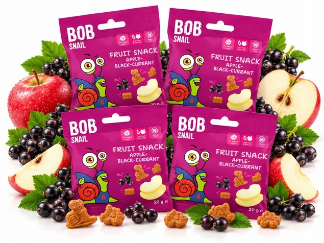 Bob Snail Żelki Owocowe Jabłko i Czarna Porzeczka 20g x4
