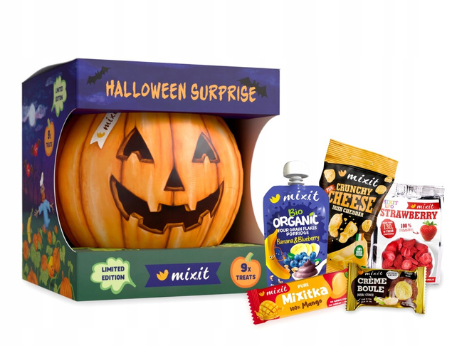 MIXIT Halloweenowa Dynia Pełna Łakoci HALLOWEEN Mix Smaków 9 Przekąsek 333g