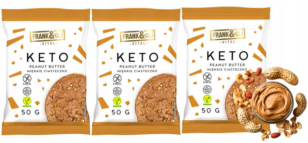 FRANK&OLI Ciastko Miękkie Keto MASŁO ORZECHOWE Bez Cukru 50g x3