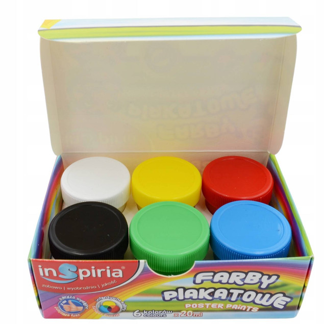 Farby Plakatowe Szkolne 6 Kolorów 20ML Inspiria 1985