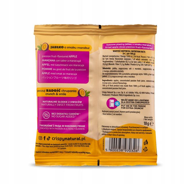 Crispy Natural chipsy jabłko suszone o smaku marakui 18 g