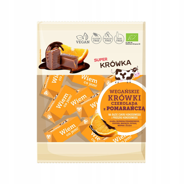 Krówki Wegańskie Czekolada z Pomarańczą BIO Super Krówka 150g