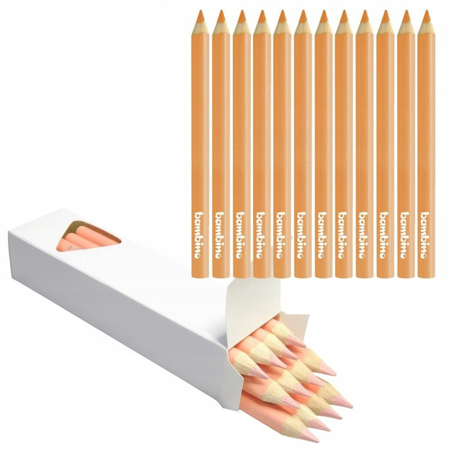 Kredki Trójkątne Grube CIELISTE op. 12 Sztuk Bambino